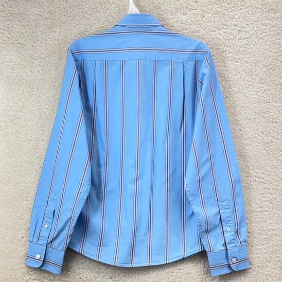 Abercrombie Kids Medium Cotton Striped Blue Button Down Shirt Collared Casual - Picture 2 of 7